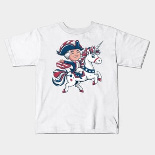 George Washington Riding A Unicorn 4th of July vintage kids Kids T-Shirt